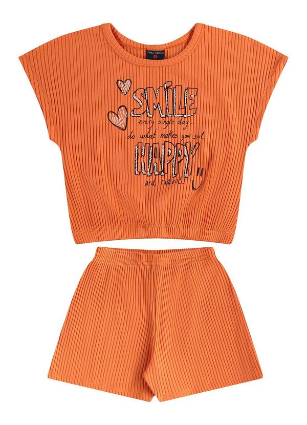 Vista 2 Conjunto Cropped e Short Ribana Guloseima Laranja GULOSEIMA
