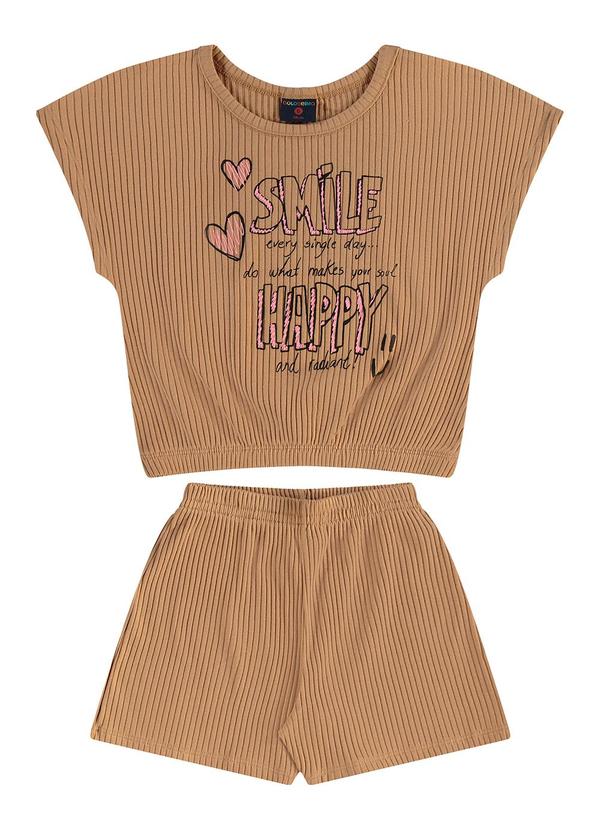 Vista 2 Conjunto Cropped e Short Ribana Guloseima Marrom GULOSEIMA