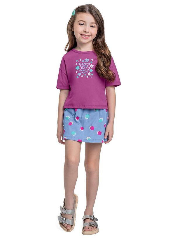 Vista 2 Conjunto Cropped e Short-Saia Roxo Bee Loop Bee Loop