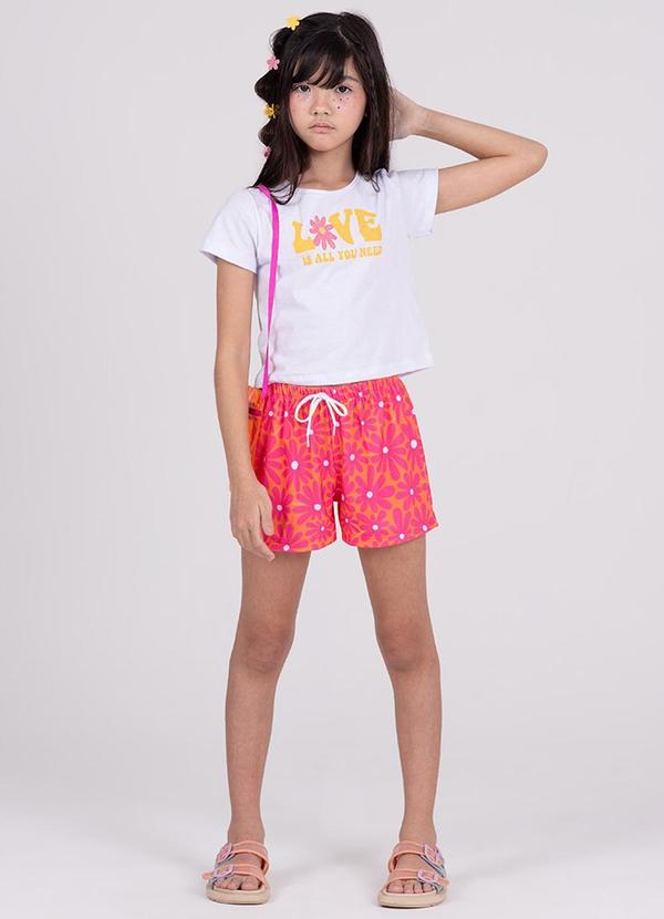 Vista 2 Conjunto Cropped Infantil Manguinha Branco VIDA COSTEIRA VIDA COSTEIRA