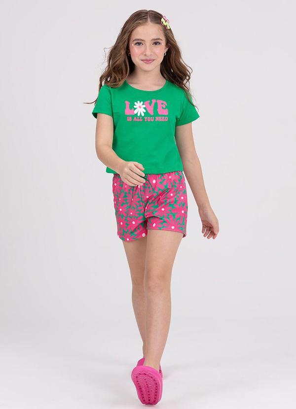 Vista 2 Conjunto Cropped Infantil Manguinha Verde VIDA COSTEIRA VIDA COSTEIRA