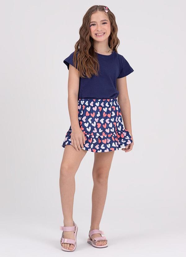 Vista 2 Conjunto Cropped Infantil Saia Rodada Azul VIDA COSTEIRA VIDA COSTEIRA