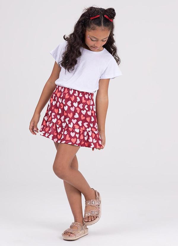 Vista 2 Conjunto Cropped Infantil Saia Rodada Branco VIDA COSTEIRA VIDA COSTEIRA