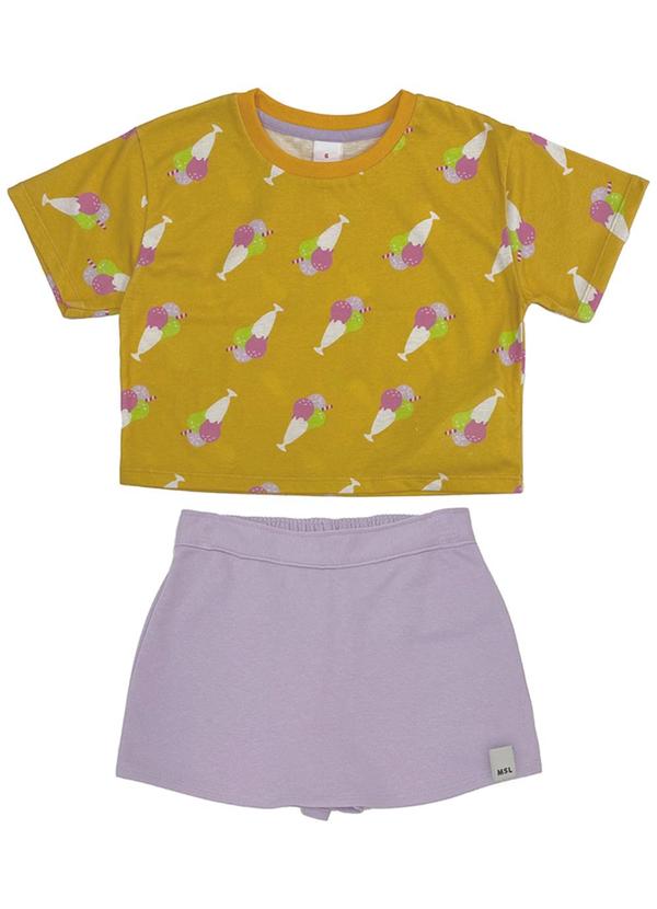 Vista 2 Conjunto Curto Estampado Infantil Amarelo Marisol Marisol