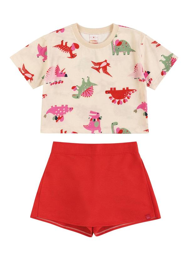 Conjunto Curto Estampado Menina Marisol Vermelho