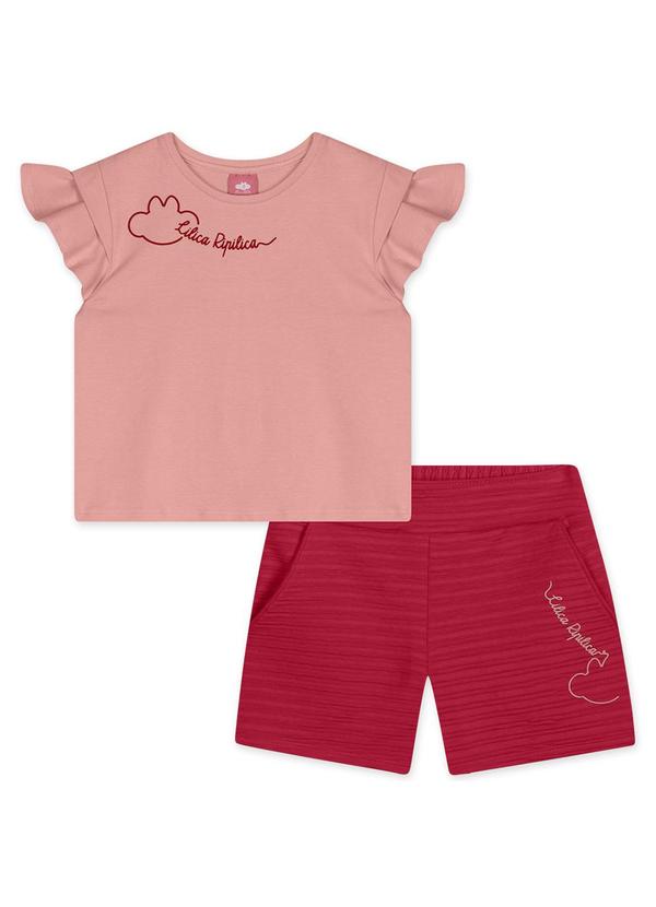 Vista 2 Conjunto Curto Infantil Feminino Rosa Lilica Ripilica Lilica Ripilica