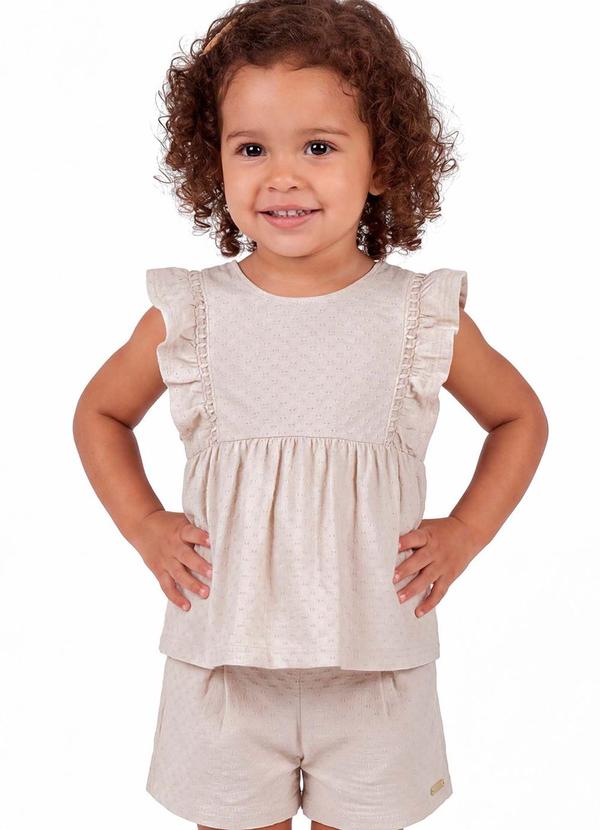 Conjunto Curto Infantil Menina Babados Bege