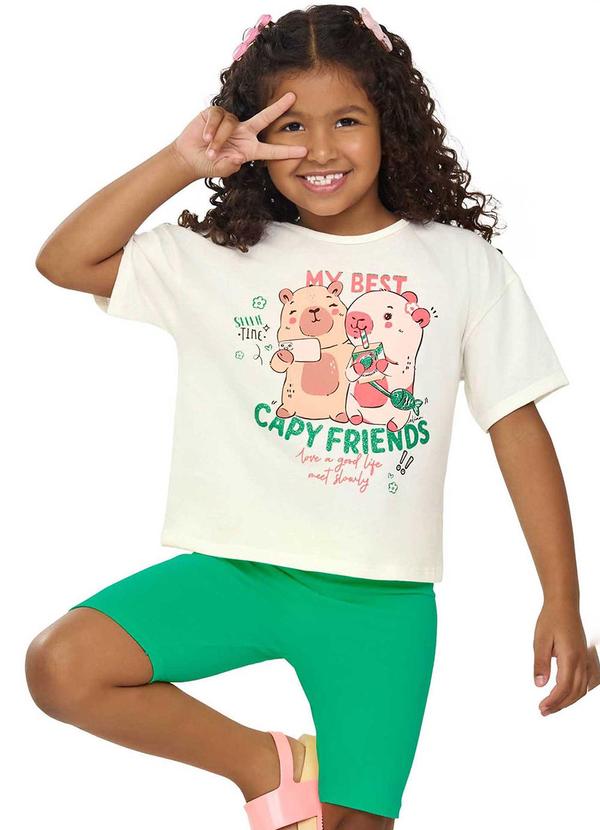 Conjunto Curto Infantil Menina Confortável Bege