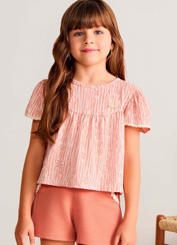 Conjunto Curto Infantil Menina Flor Rosa