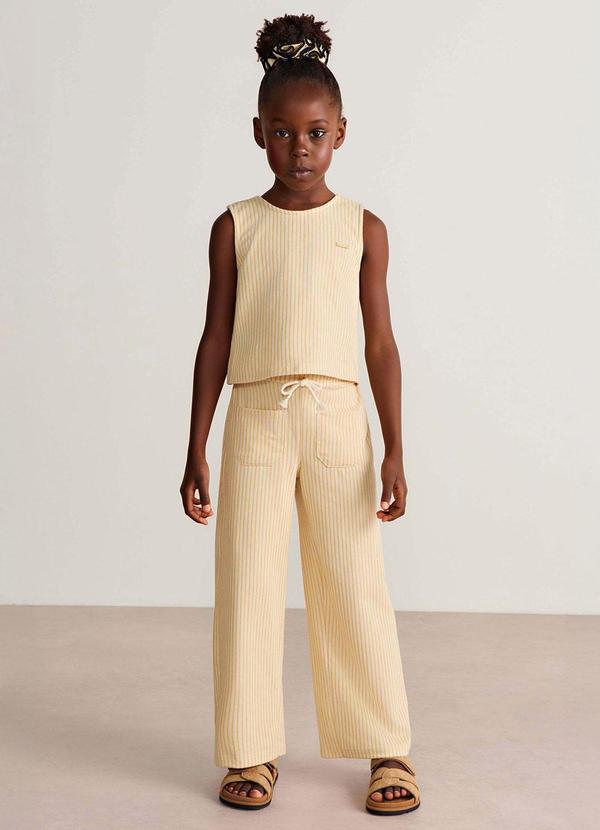 Conjunto Curto Infantil Menina Listras Amarelo