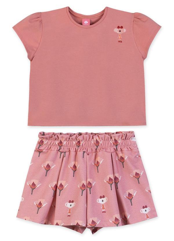 Vista 2 Conjunto Curto Infantil Rosa Lilica Ripilica Lilica Ripilica