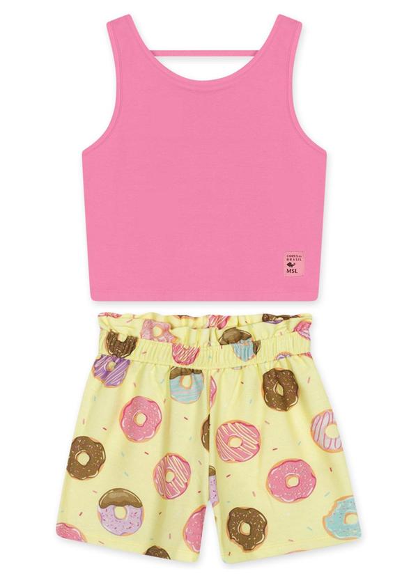 Vista 2 Conjunto Curto Moletom Infantil Rosa Marisol Marisol