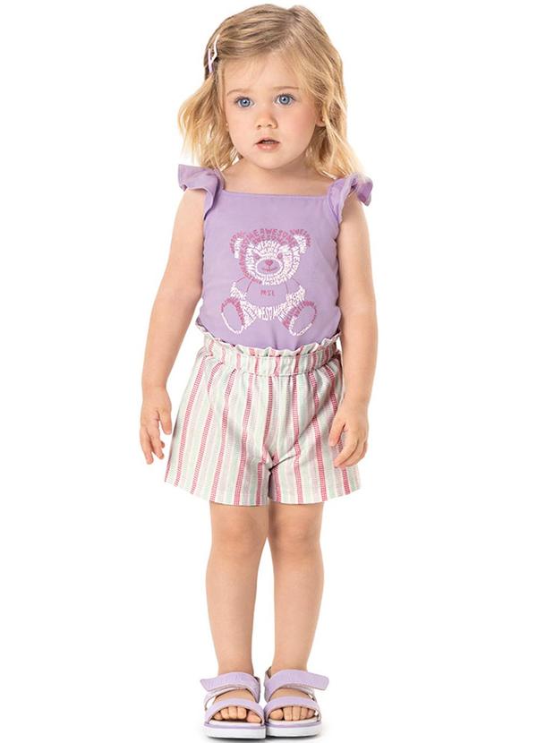 Conjunto Curto Ursinho Infantil Lilas