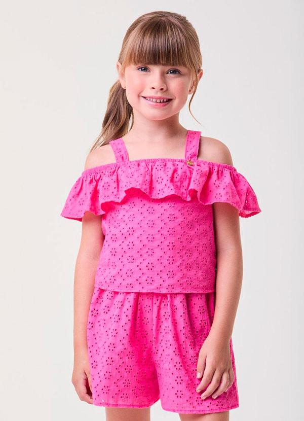 Conjunto de Laise Pink com Babado Rosa