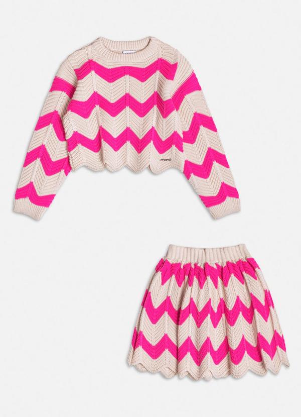 Conjunto de Tricot Listrado Rosa