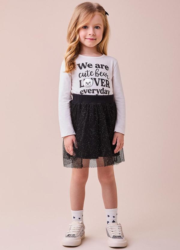 Conjunto de Tule com Patch de Ursinha Branco