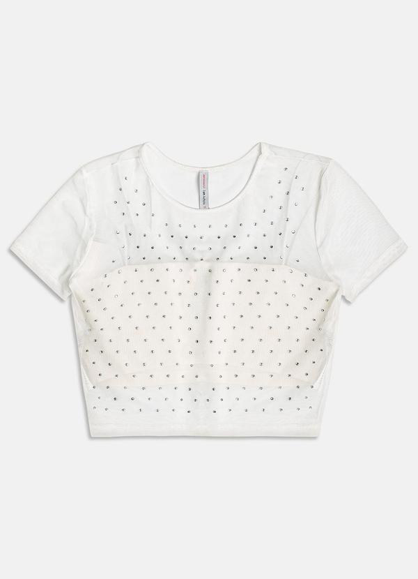 Conjunto de Tule Off com Strass Off White