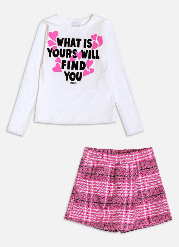 Conjunto de Tweed Xadrez com Corações Rosa