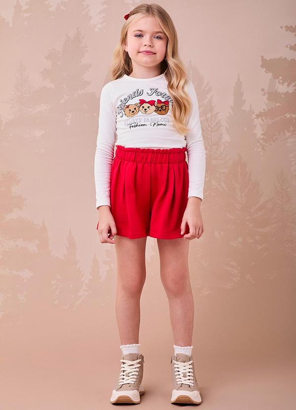 Conjunto de Ursinha e Strass com Pregas Branco