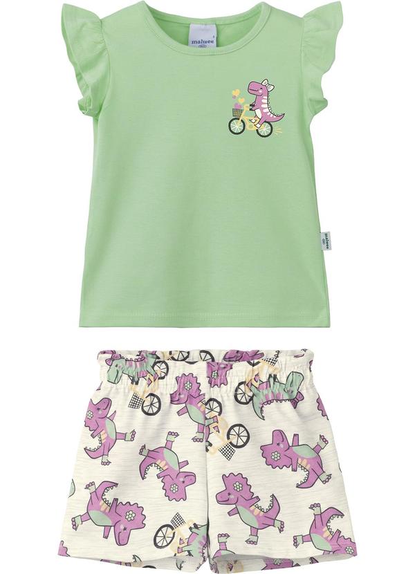 Conjunto Dino com Glitter Verde Água