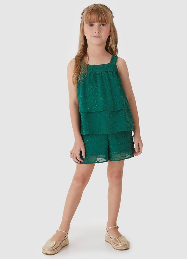 Conjunto em Camadas Plumetis Brilho Verde Escuro