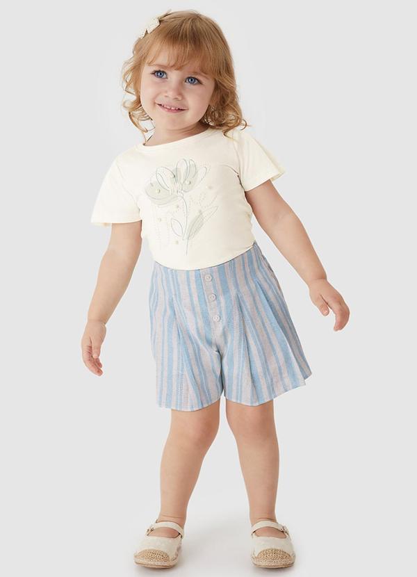 Vista 2 Conjunto em Linho com Pérolas Off White Carinhoso Carinhoso