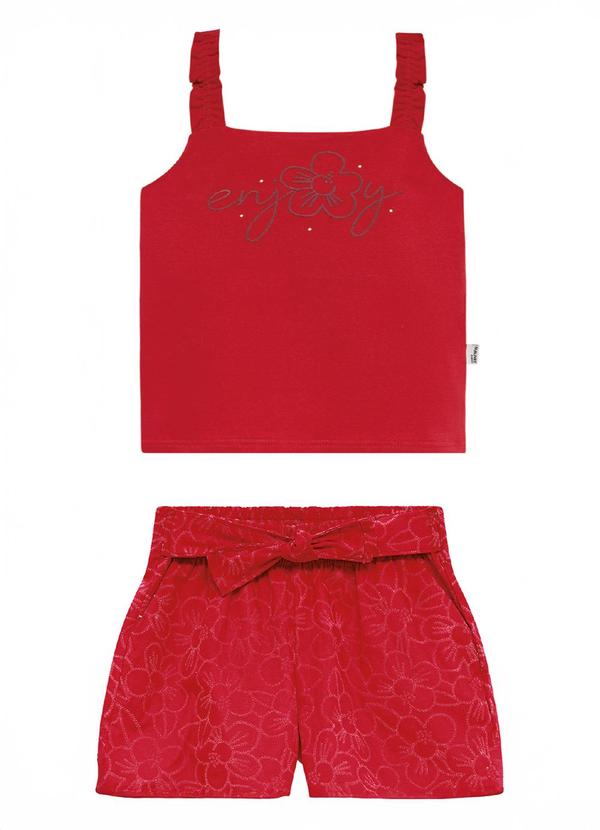 Vista 2 Conjunto Enjoy em Strass Vermelho Malwee Kids Malwee Kids