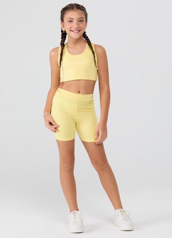 Conjunto Esportivo Top e Shorts Biker Amarelo