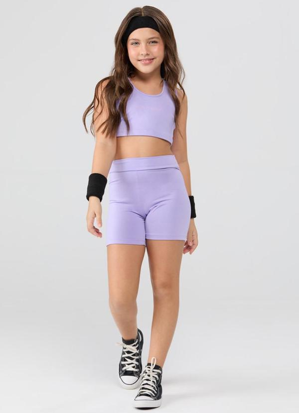 Conjunto Esportivo Top e Shorts Biker Lilás