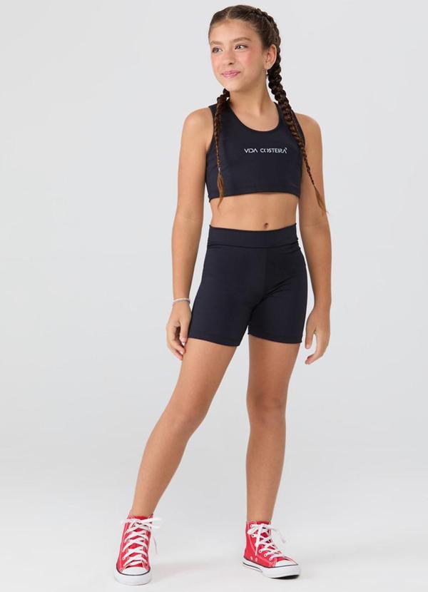 Conjunto Esportivo Top e Shorts Biker Preto