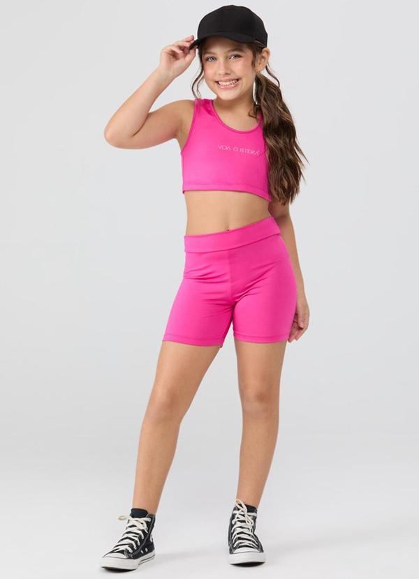 Conjunto Esportivo Top e Shorts Biker Rosa