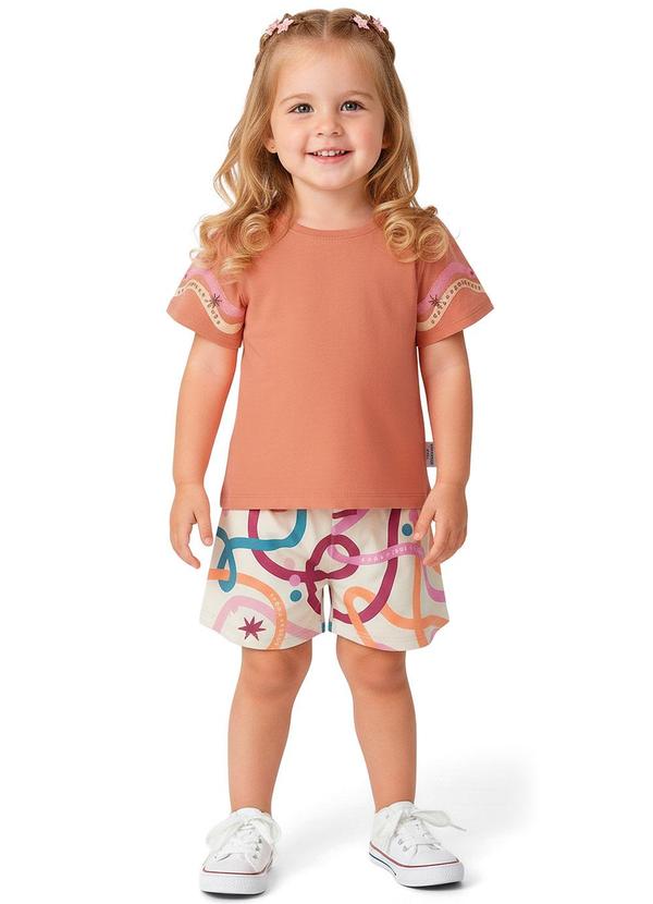 Conjunto Estampa Orgânica Laranja Pastel