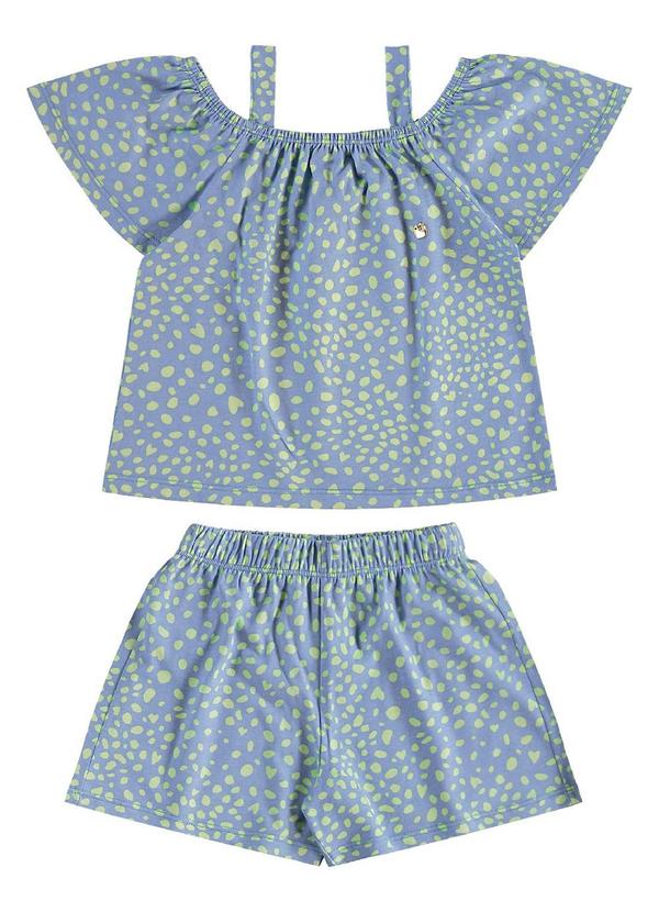 Conjunto Estampado Bata Short Azul
