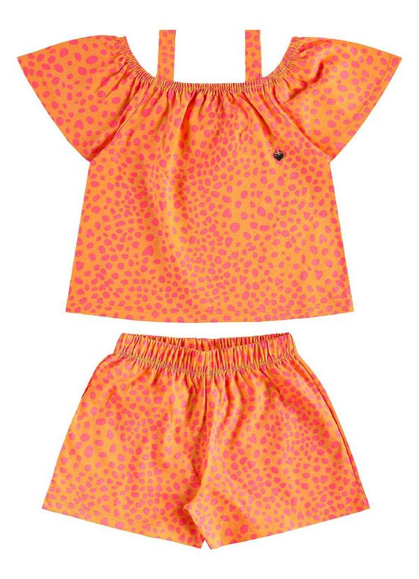 Conjunto Estampado Bata Short Laranja