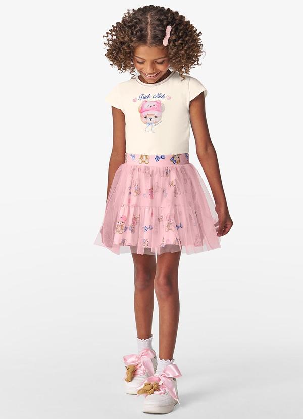 Vista 2 Conjunto Feminino Blusa com Saia Bege Trick Nick Trick Nick
