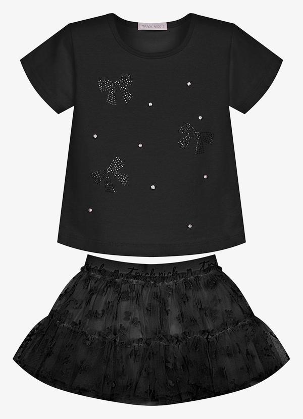 Conjunto Feminino Blusa com Saia Preto