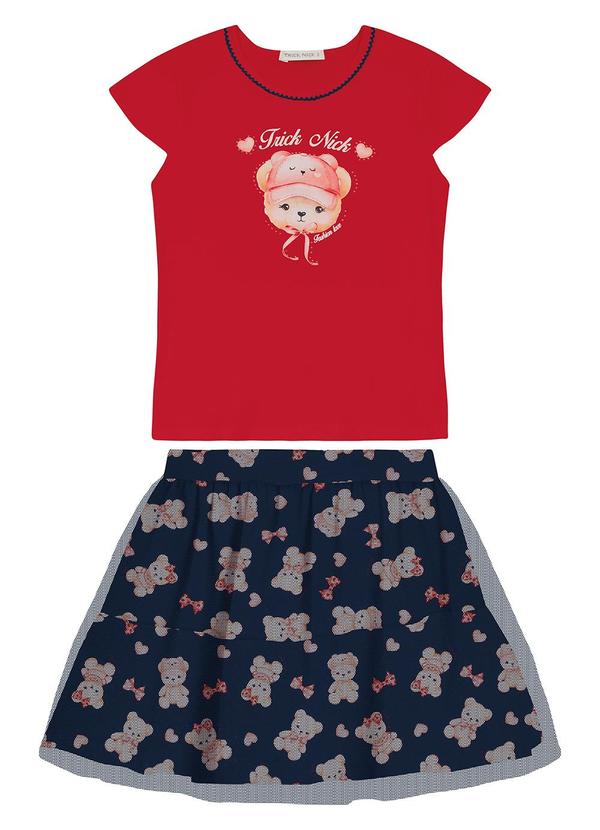 Vista 2 Conjunto Feminino Blusa com Saia Vermelho Trick Nick Trick Nick