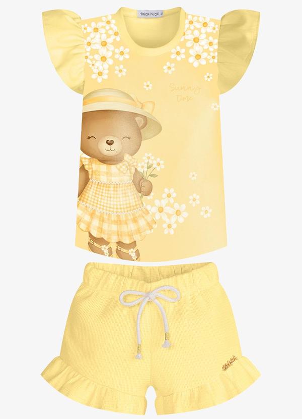 Conjunto Feminino Blusa com Shorts Amarelo