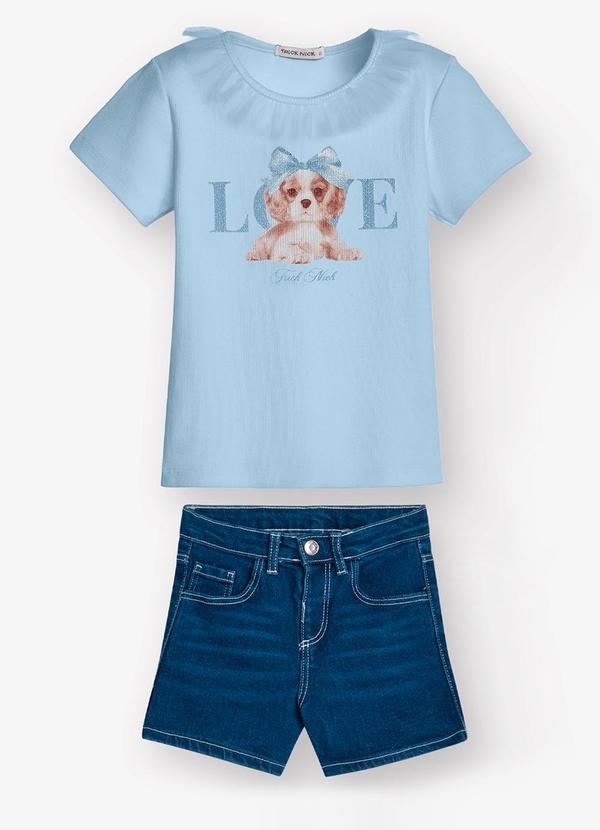 Vista 2 Conjunto Feminino Blusa com Shorts Azul Trick Nick Trick Nick