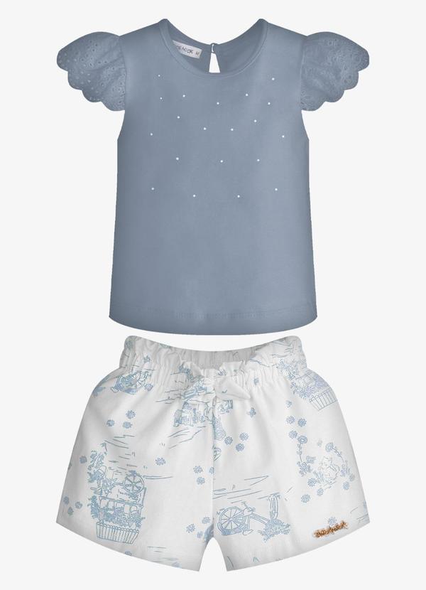 Conjunto Feminino Blusa com Shorts Azul