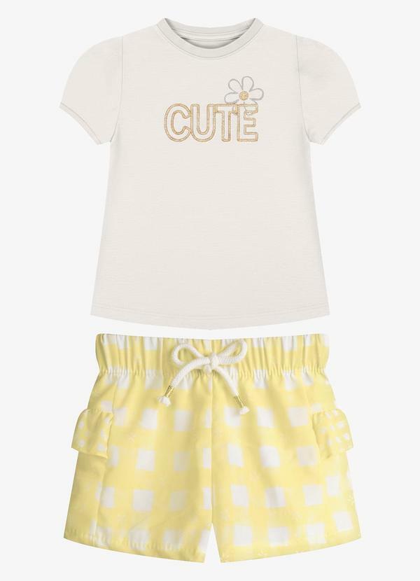 Conjunto Feminino Blusa com Shorts Bege