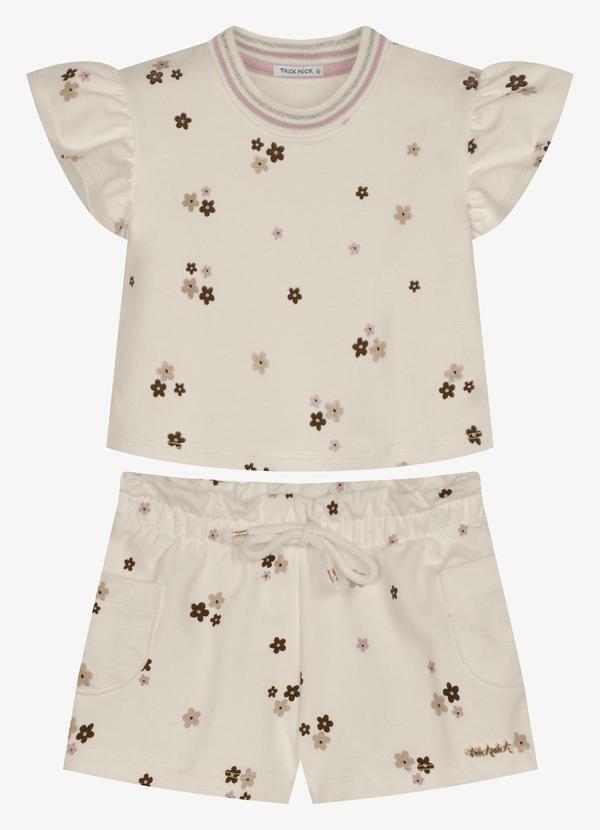 Conjunto Feminino Blusa com Shorts Bege