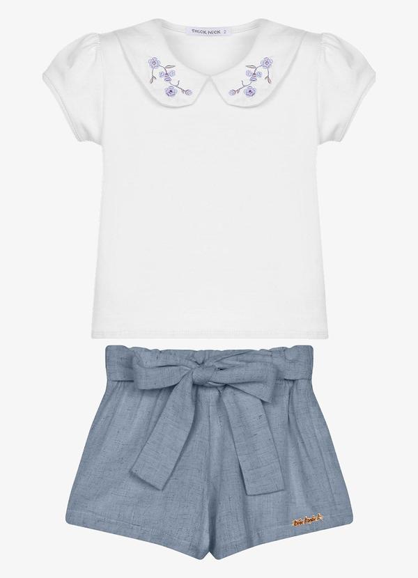 Conjunto Feminino Blusa com Shorts Branco