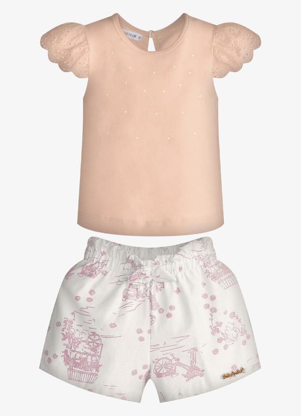 Conjunto Feminino Blusa com Shorts Rosa