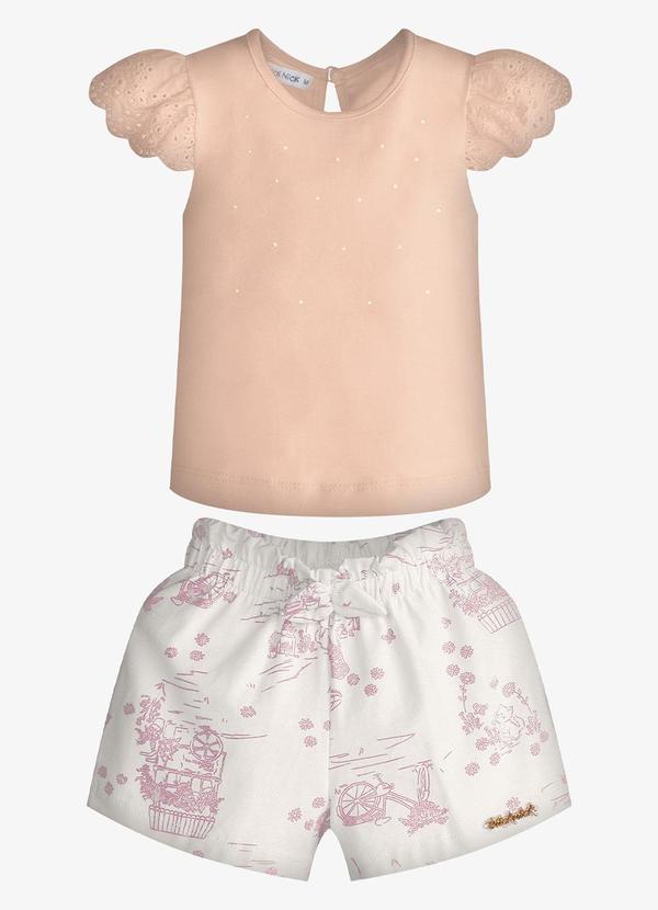 Conjunto Feminino Blusa com Shorts Rosa