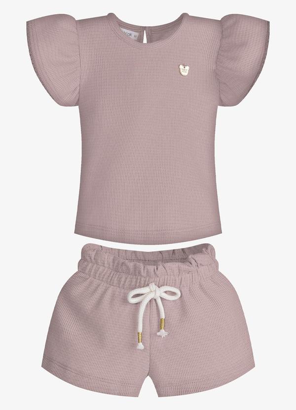 Conjunto Feminino Blusa com Shorts Rosa