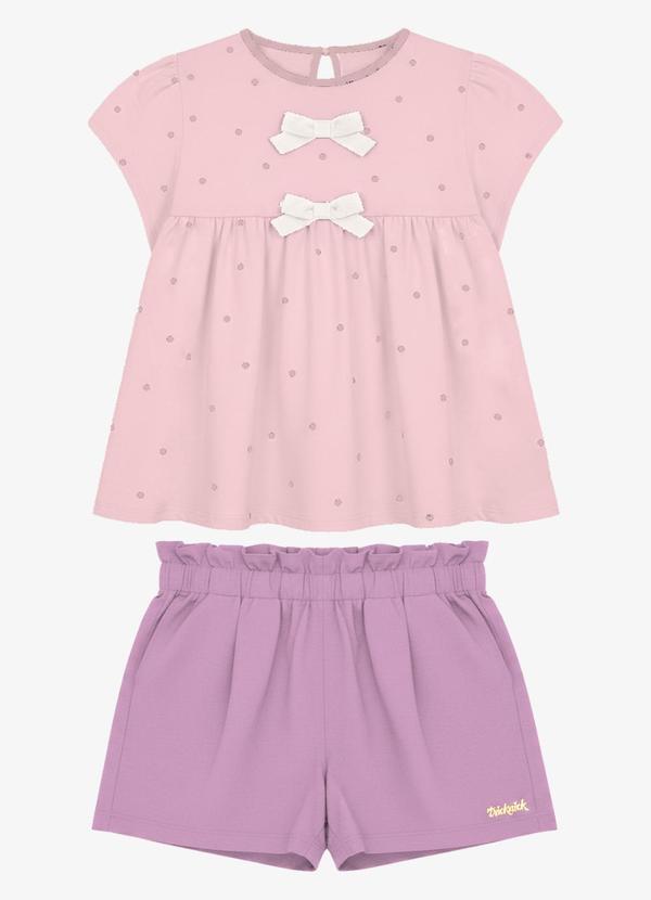 Conjunto Feminino Blusa com Shorts Rosa