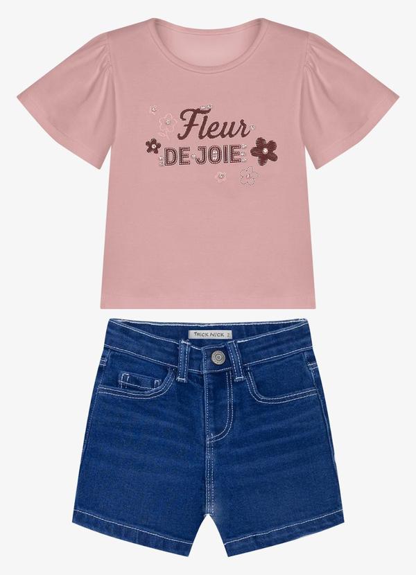 Conjunto Feminino Blusa com Shorts Rosa