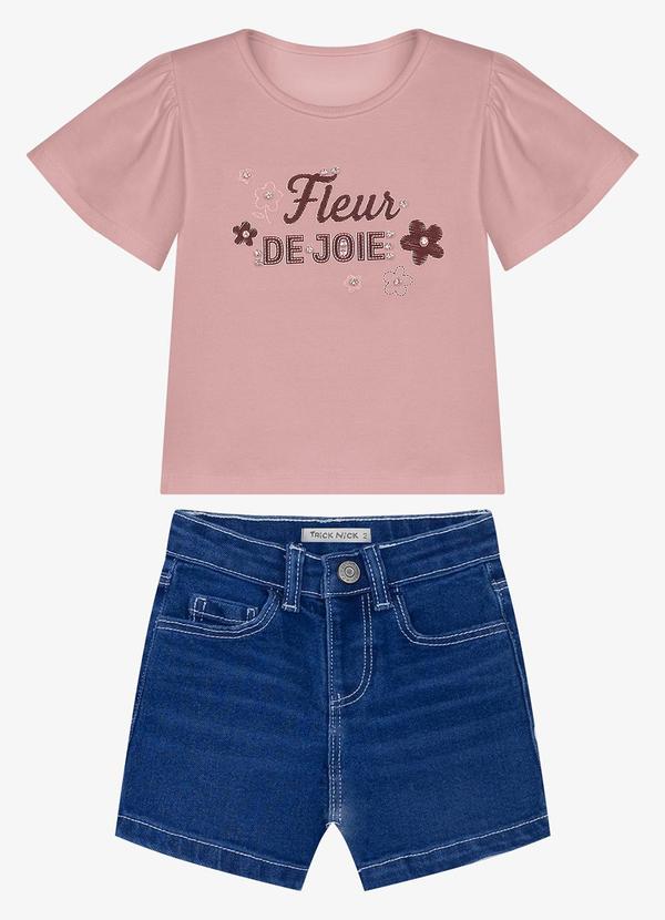 Conjunto Feminino Blusa com Shorts Rosa