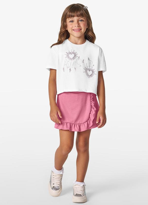 Vista 2 Conjunto Feminino Blusa com Shorts Saia Branco Trick Nick Trick Nick